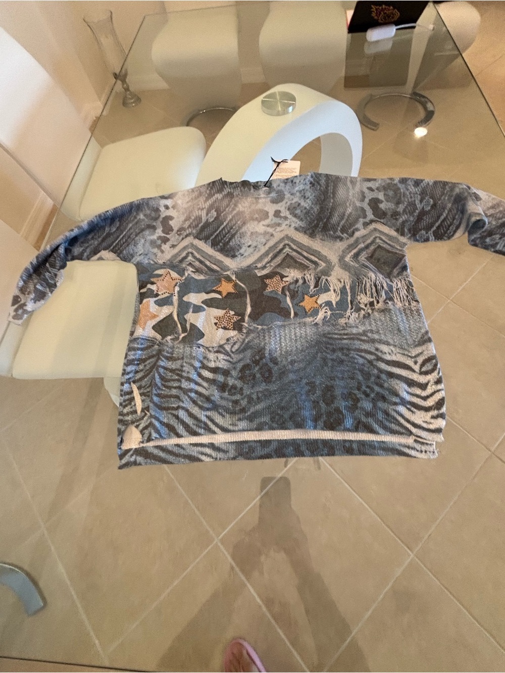 Made in Italy Shimmery Blue Knit Top - Picture 7 of 10